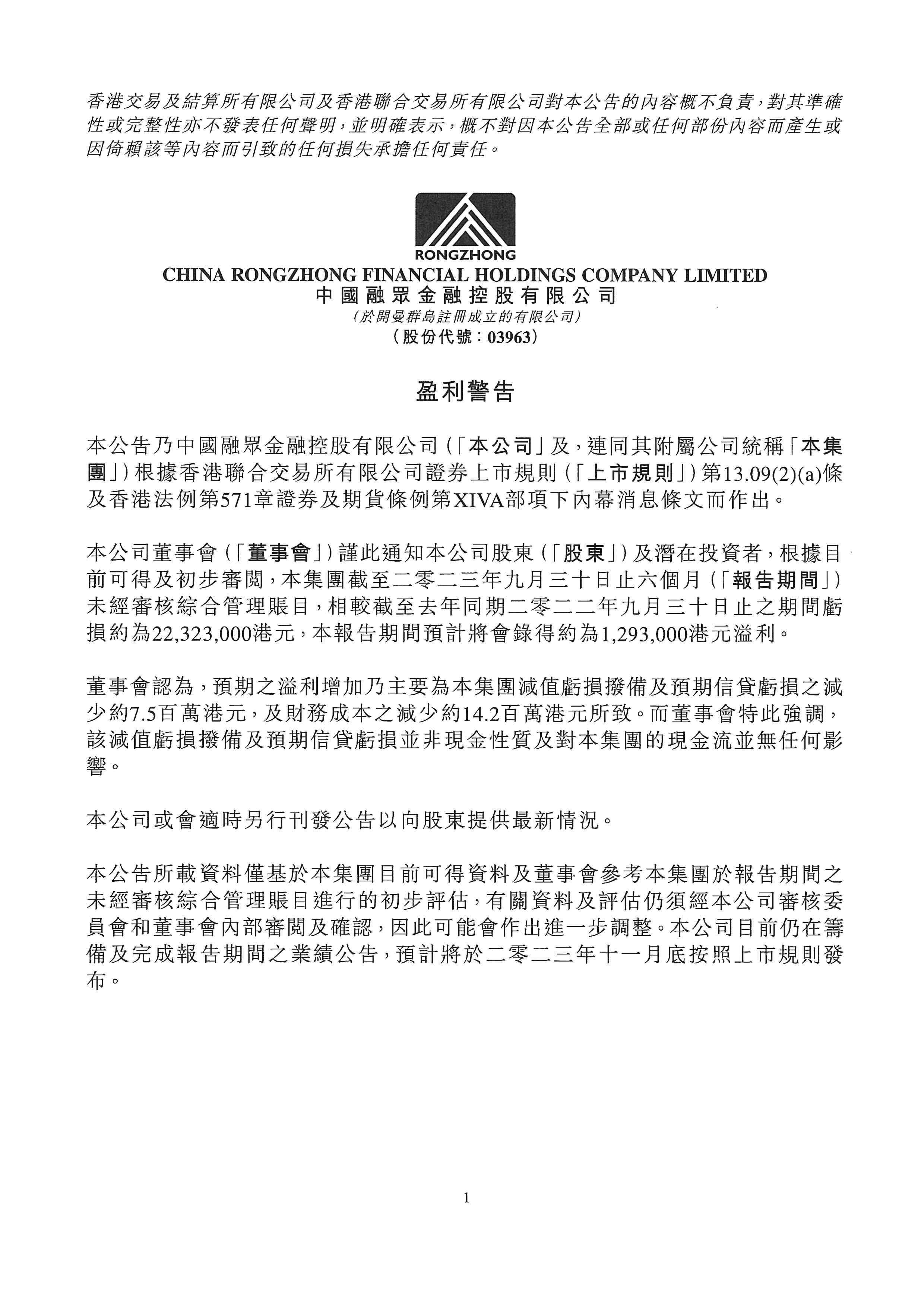 公告及通告 - [盈利警告 / 內(nèi)幕消息]
